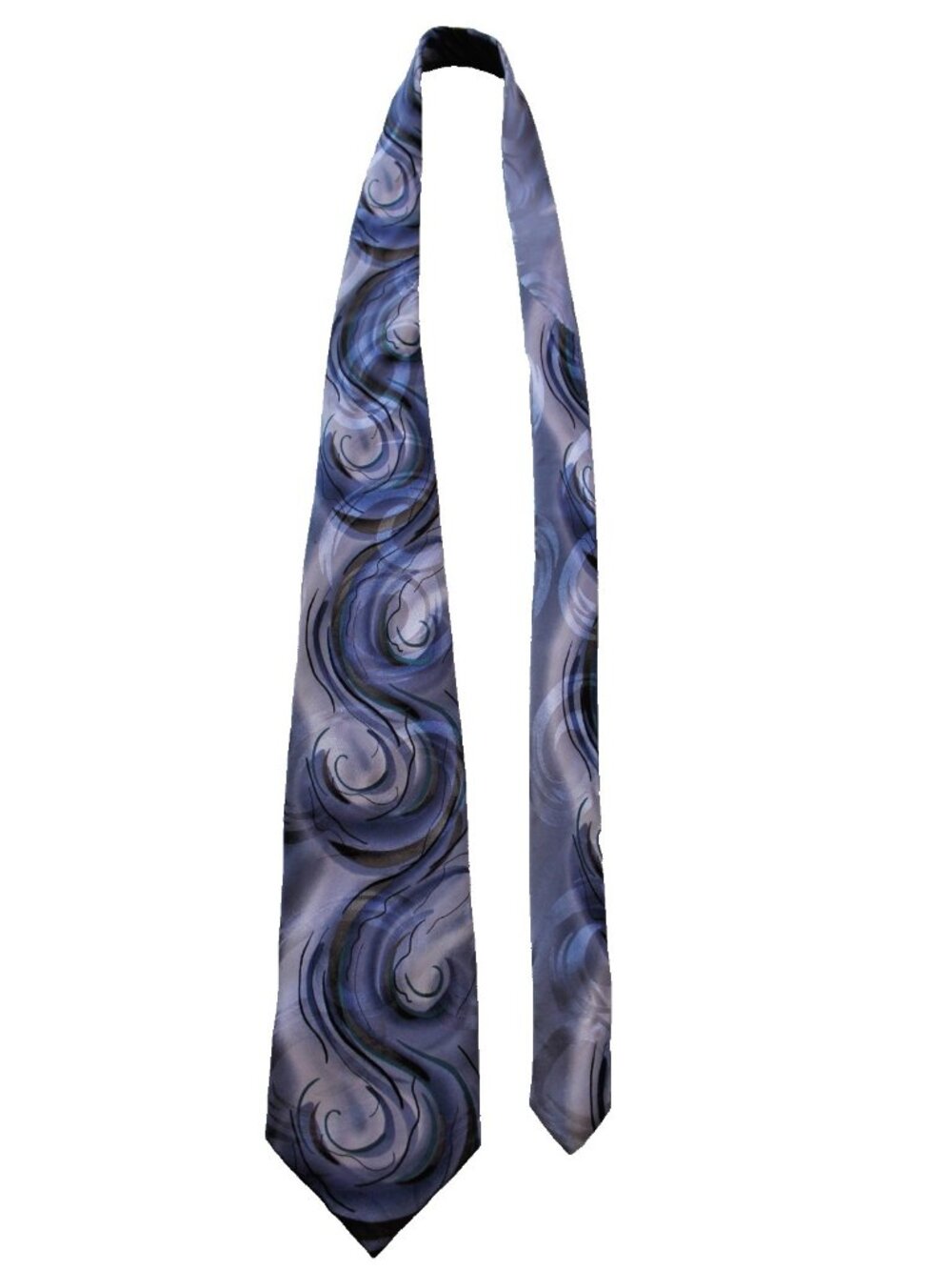 J. Garcia Mens Silk Tie Gray Blue Abstract Swirl Courtyard Performance Col 42